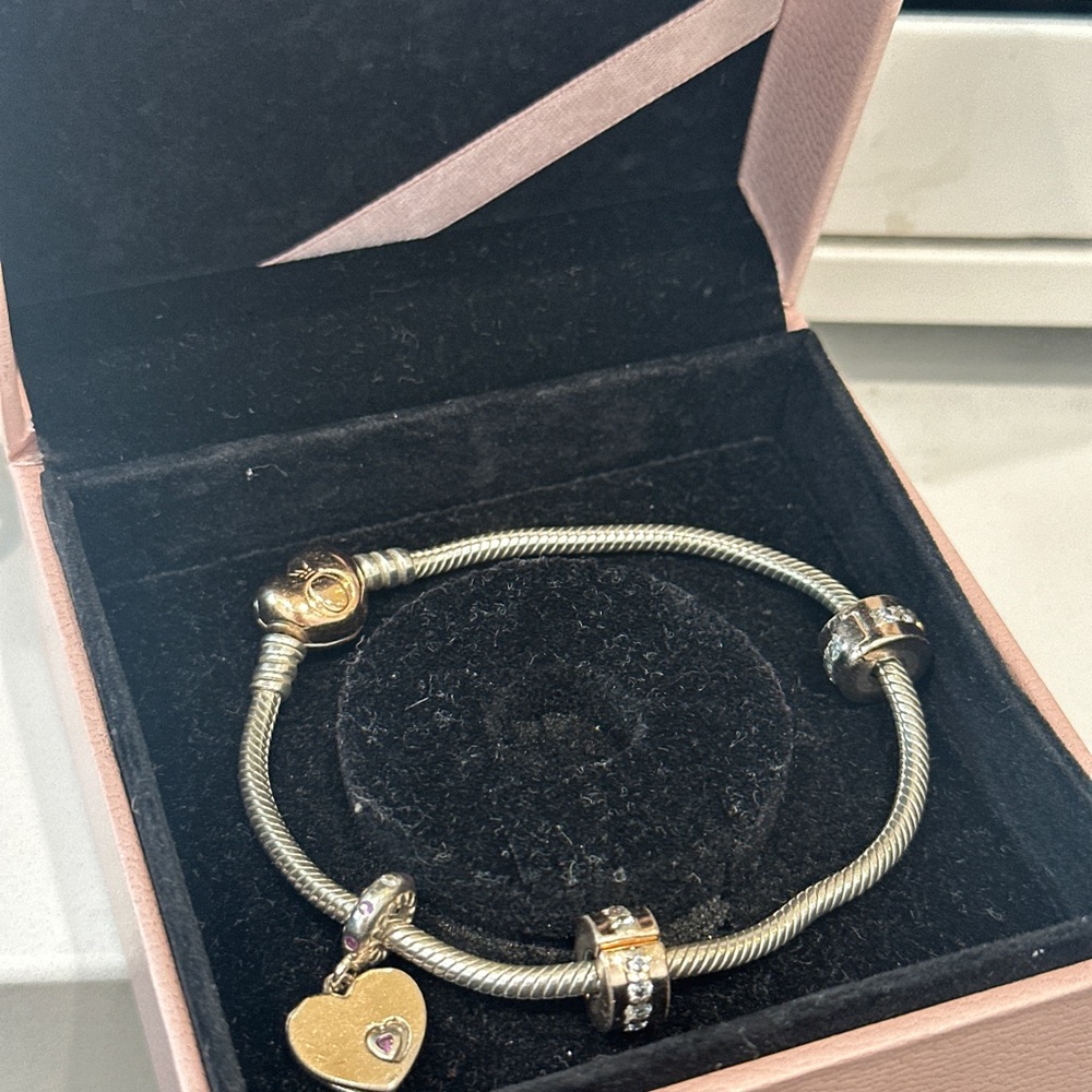 Pandora Gold and Silver Charm Bracelet